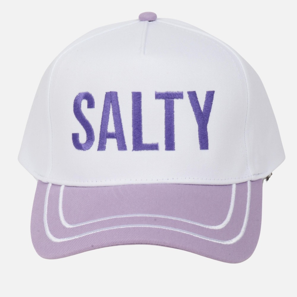 Two Tone "SALTY" Embroidered Baseball Cap With Lined Bill - Snap Back Closure - One Size Fits Most - 100% Cotton view 2
