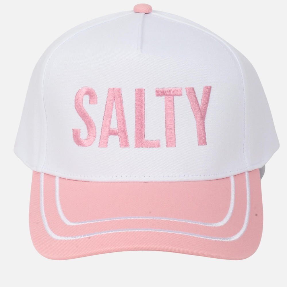 Two Tone "SALTY" Embroidered Baseball Cap With Lined Bill - Snap Back Closure - One Size Fits Most - 100% Cotton view 2