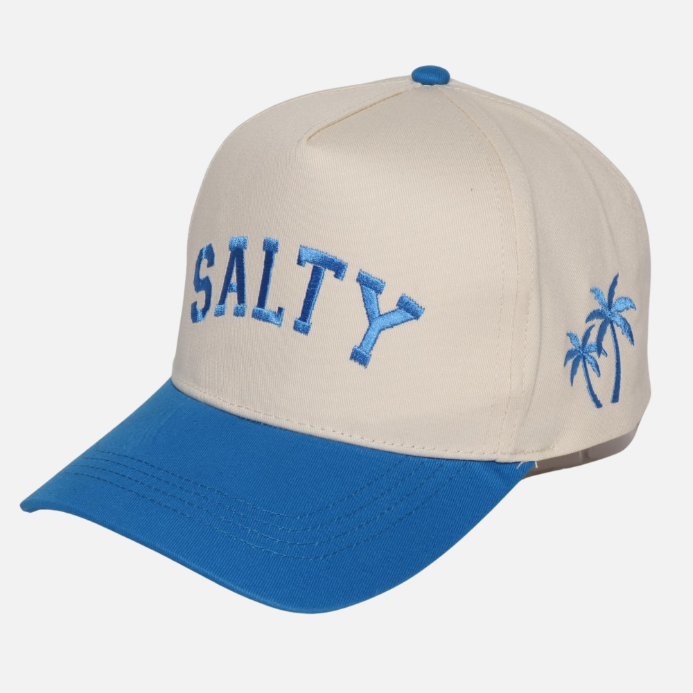 Two Tone "SALTY" Embroidered Baseball Cap With Palm Tree Details - Snap Back Closure - One Size Fits Most - 100% Cotton view 4