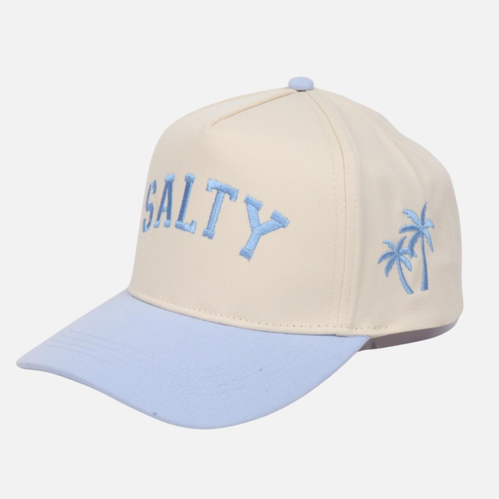 Two Tone "SALTY" Embroidered Baseball Cap With Palm Tree Details - Snap Back Closure - One Size Fits Most - 100% Cotton view 4