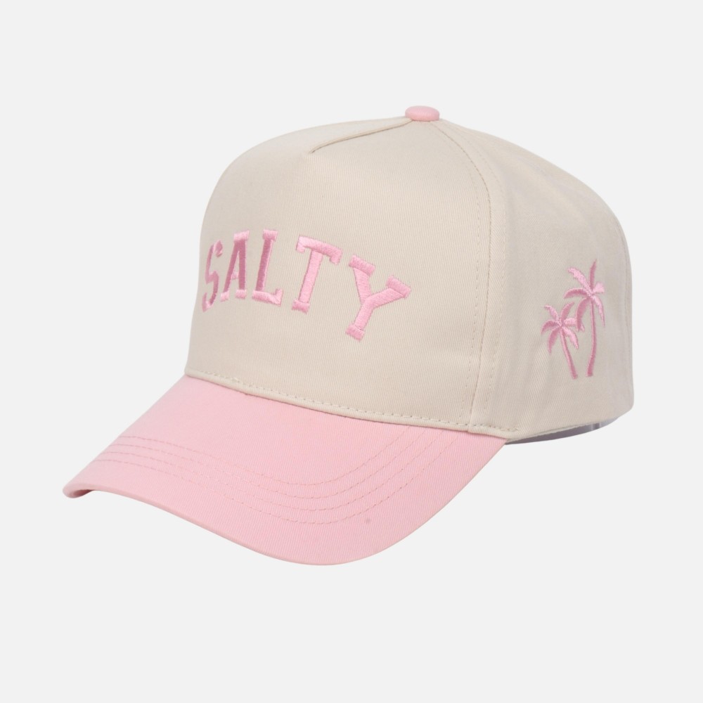 Two Tone "SALTY" Embroidered Baseball Cap With Palm Tree Details - Snap Back Closure - One Size Fits Most - 100% Cotton view 4