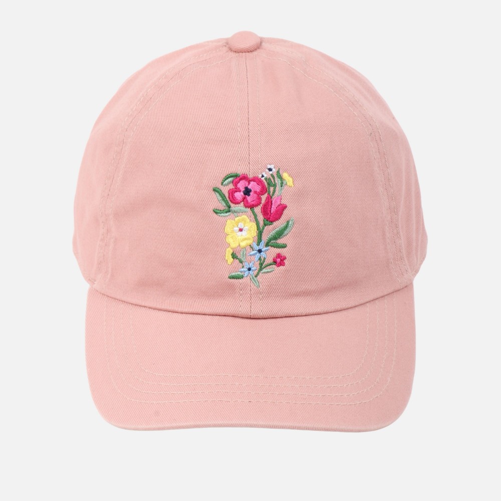 Flowers Embroidered Baseball Cap - One Size Fits Most - Slide Buckle Adjustment - 100% Cotton view 4