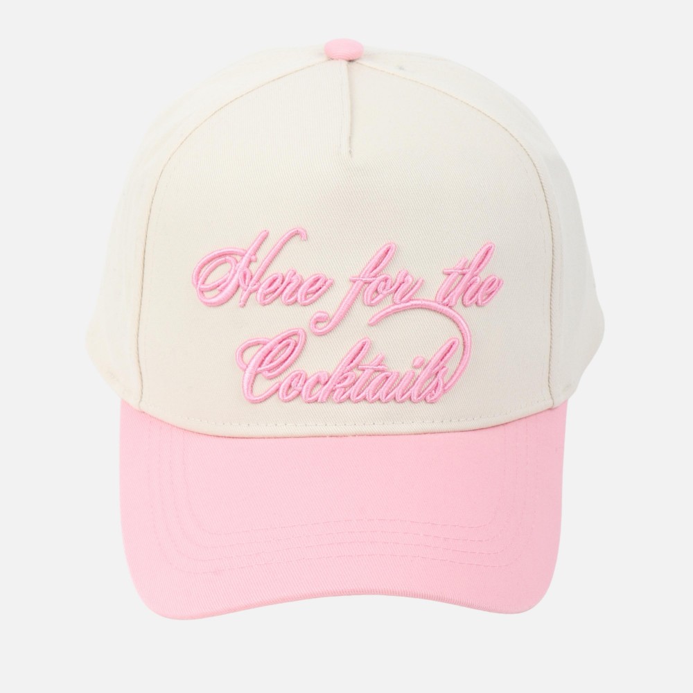 Two Tone "Here For The Cocktails" Embroidered Baseball Cap - Snap Back Closure - One Size Fits Most - 100% Cotton view 2