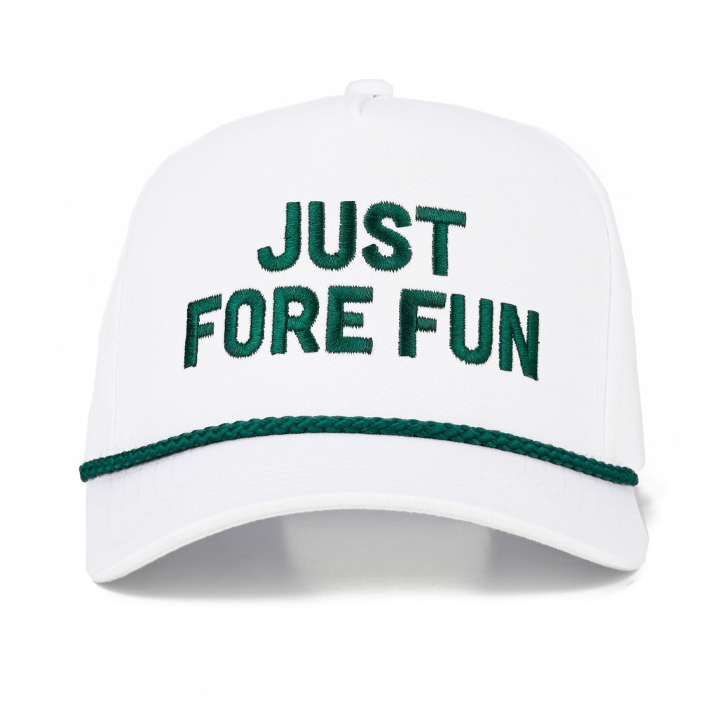 C.C TCM0195 Two Tone Canvas Embroidered "Just Fore Fun" Baseball Cap With Rope Band Detail - Snap Back Closure - One Size Fits Most - 100% Cotton view 4