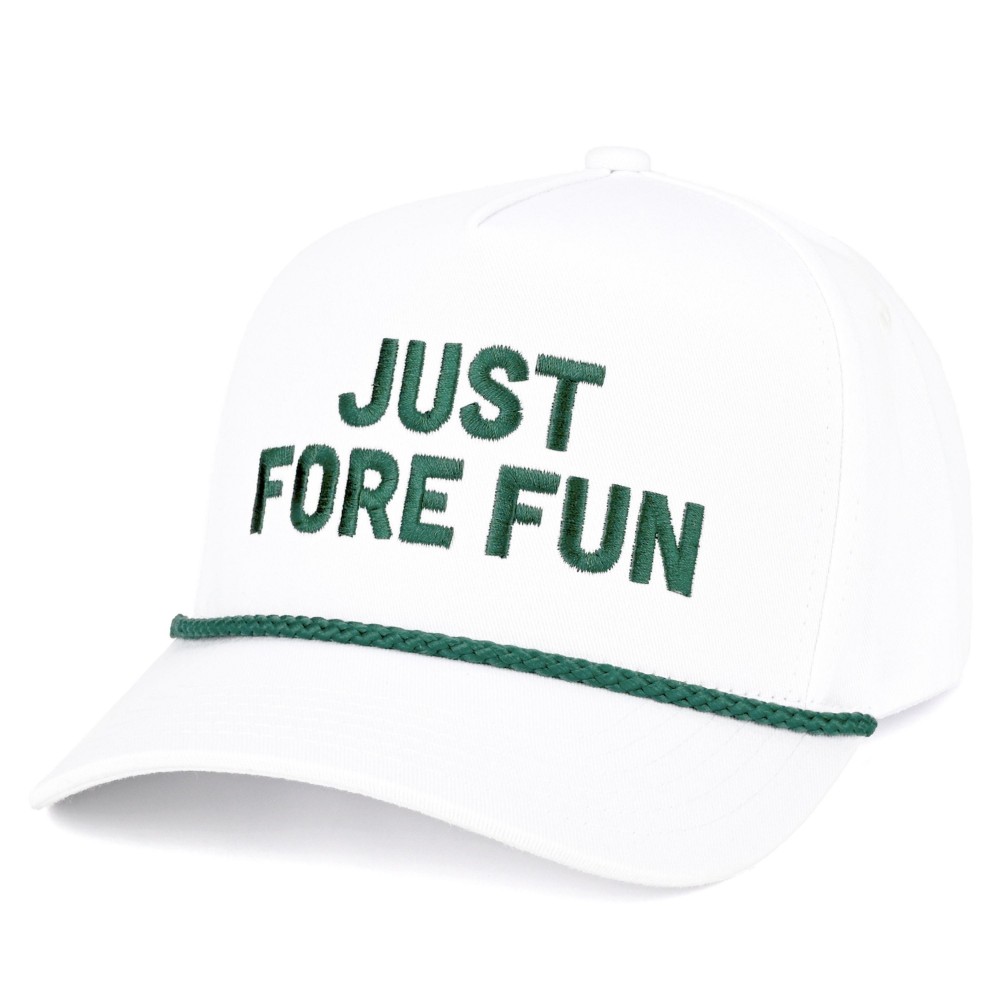 C.C TCM0195 Two Tone Canvas Embroidered "Just Fore Fun" Baseball Cap With Rope Band Detail - Snap Back Closure - One Size Fits Most - 100% Cotton view 6