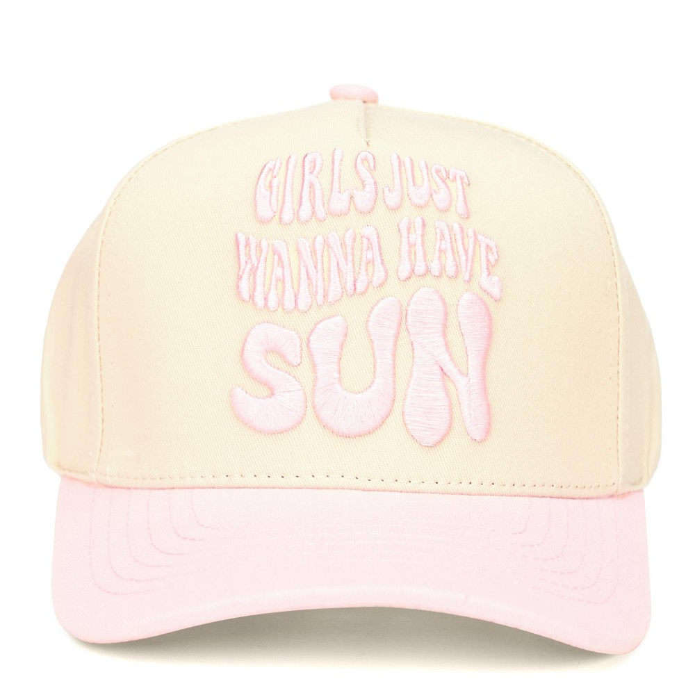 C.C TCM0011 Two Tone "Girls Just Wanna Have Sun" Canvas Embroidered Baseball Cap - Snap Back Closure - One Size Fits Most - 100% Cotton view 4