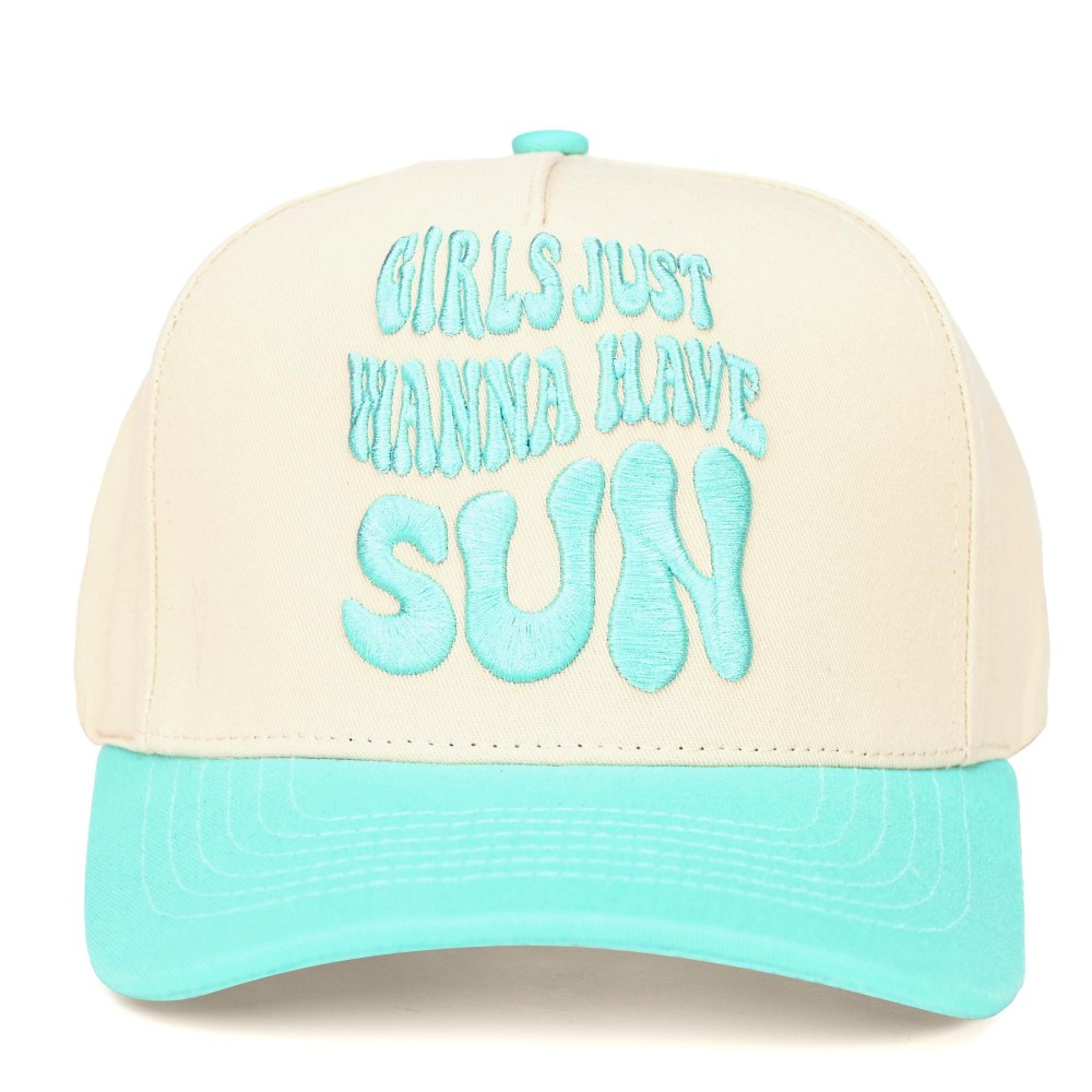 C.C TCM0011 Two Tone "Girls Just Wanna Have Sun" Canvas Embroidered Baseball Cap - Snap Back Closure - One Size Fits Most - 100% Cotton view 4