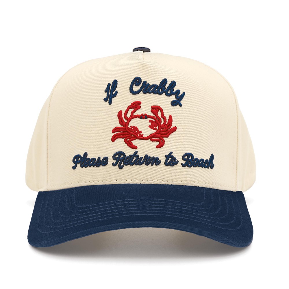C.C TCM0133 Two Tone "If Crabby Please Return To Beach" Canvas Embroidered Baseball Cap - Snap Back Closure - One Size Fits Most - 100% Cotton view 4