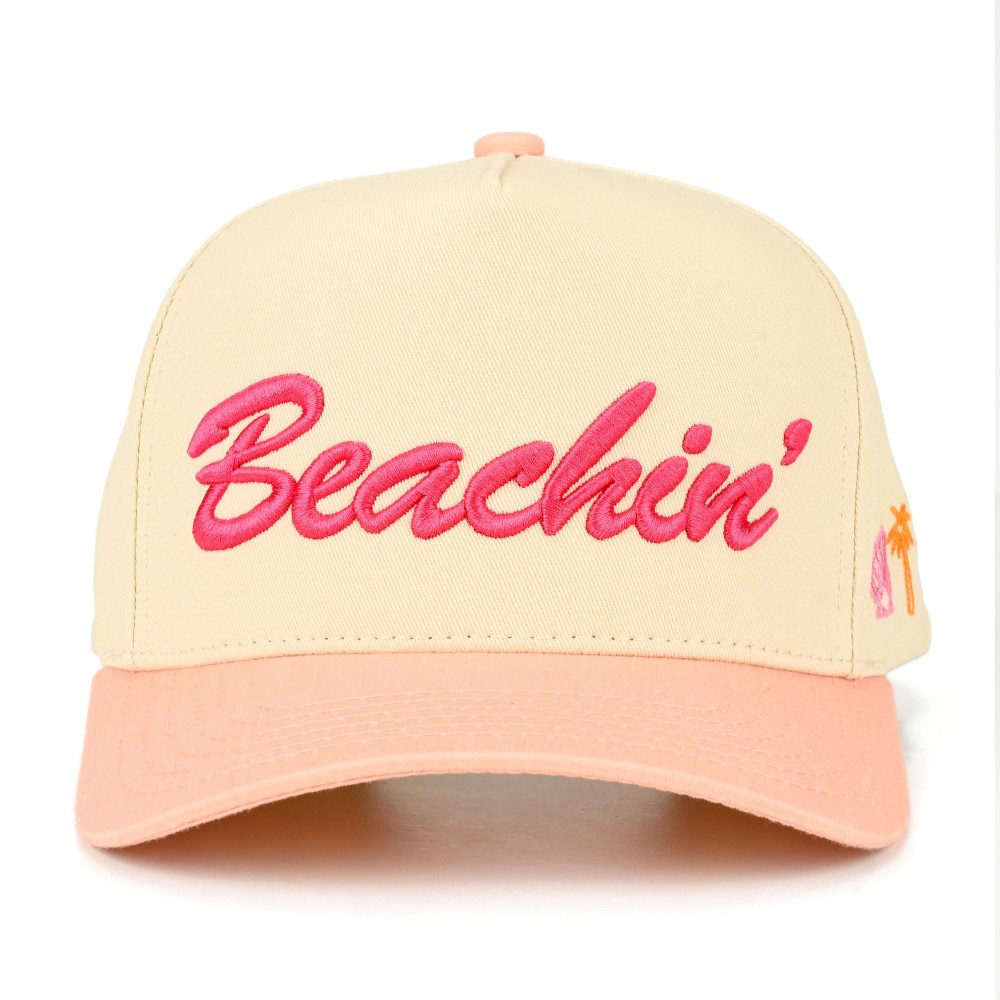 TCM0196 Wave And "Beachin" Embroidered Two Tone Baseball Cap - Snap Back Closure - One Size Fits Most - 100% Cotton view 4
