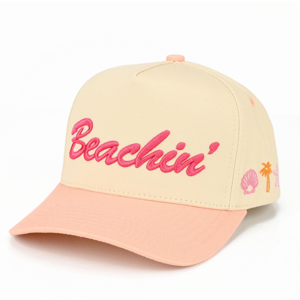 TCM0196 Wave And "Beachin" Embroidered Two Tone Baseball Cap - Snap Back Closure - One Size Fits Most - 100% Cotton view 6