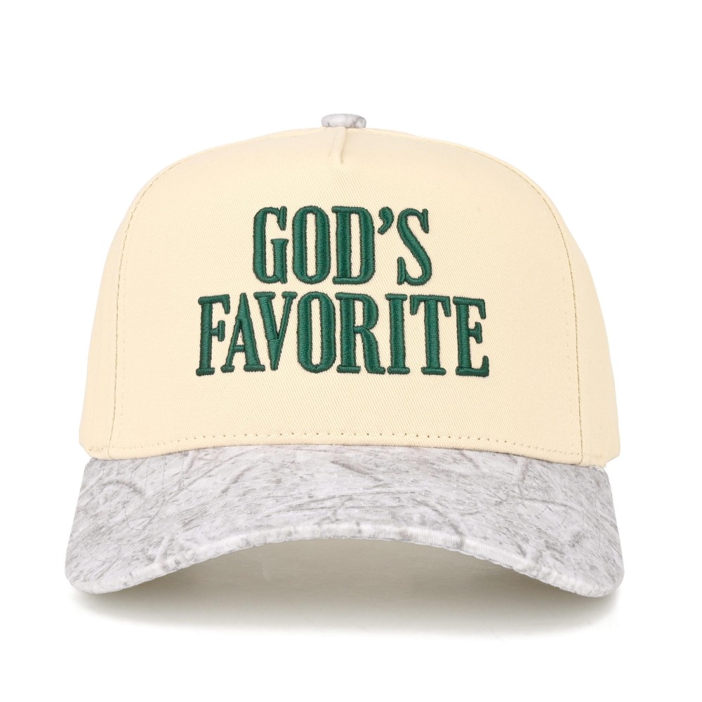 TCM0209 "GODS FAVORITE" Embroidered Two Tone Baseball Cap - Snap Back Closure - One Size Fits Most - 100% Cotton view 4