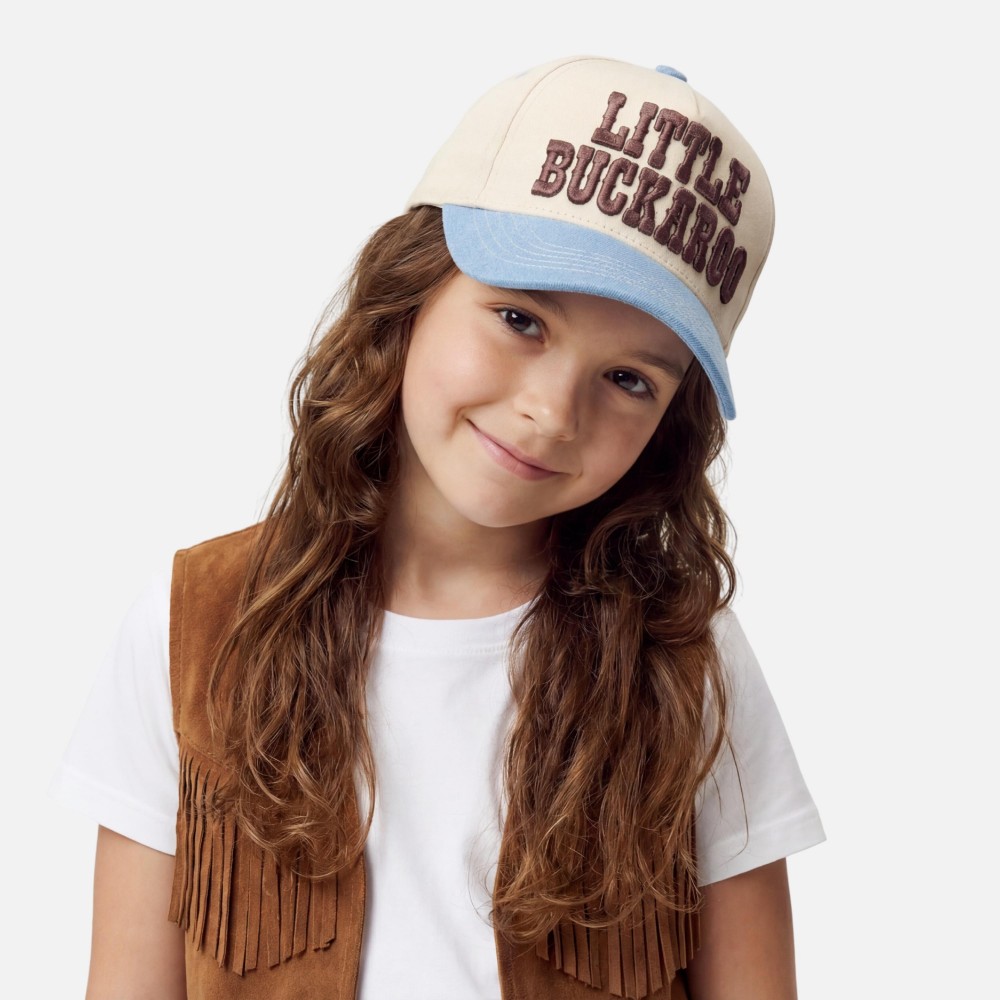 C.C KD-TCM0047 Two Tone "Little Buckaroo'" Canvas Embroidered Baseball Cap - Snap Back Closure - One Size Fits Most - 100% Cotton view 2