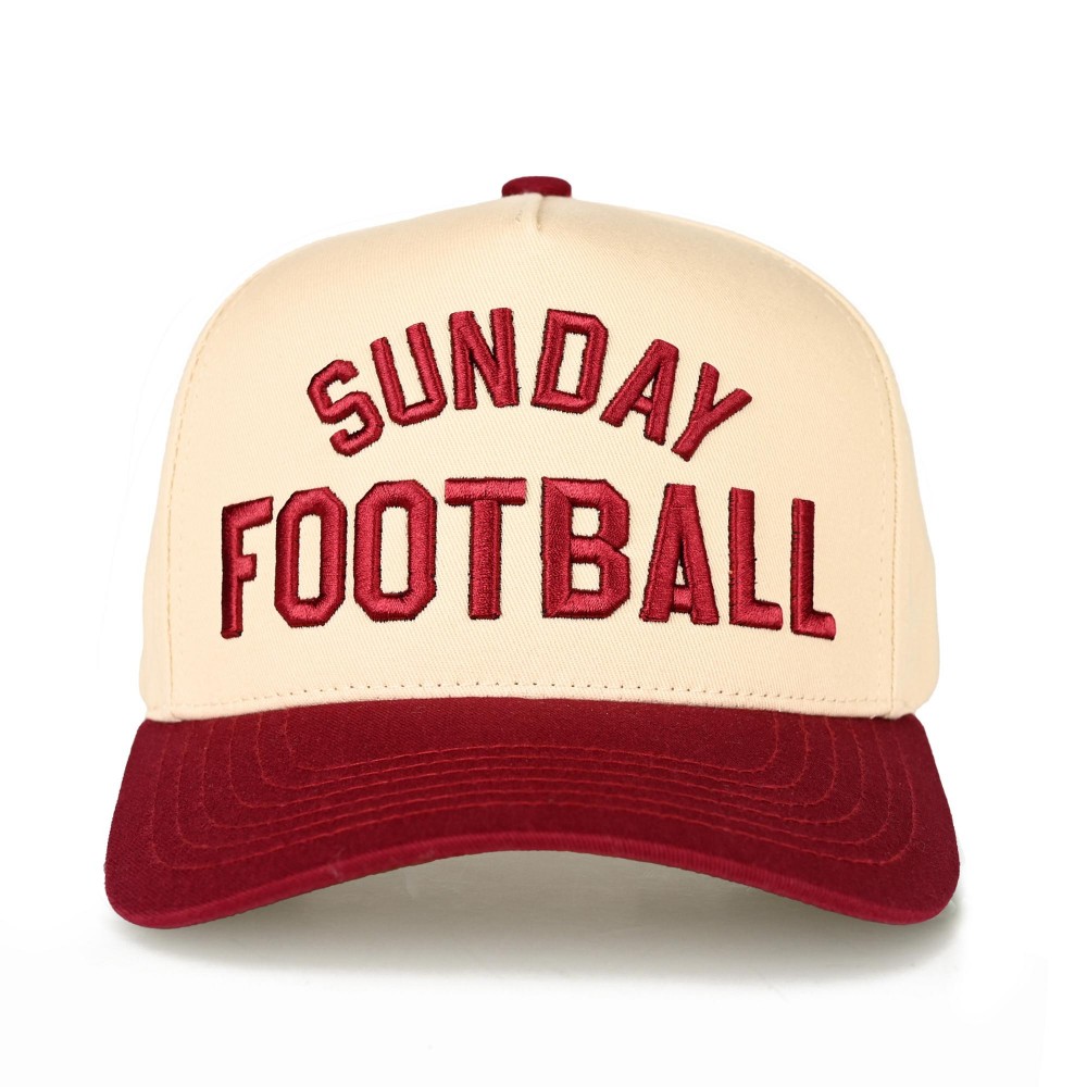 C.C TCM0013 Two Tone "SUNDAY FOOTBALL" Canvas Embroidered Baseball Cap - Snap Back Closure - One Size Fits Most - 100% Cotton view 2