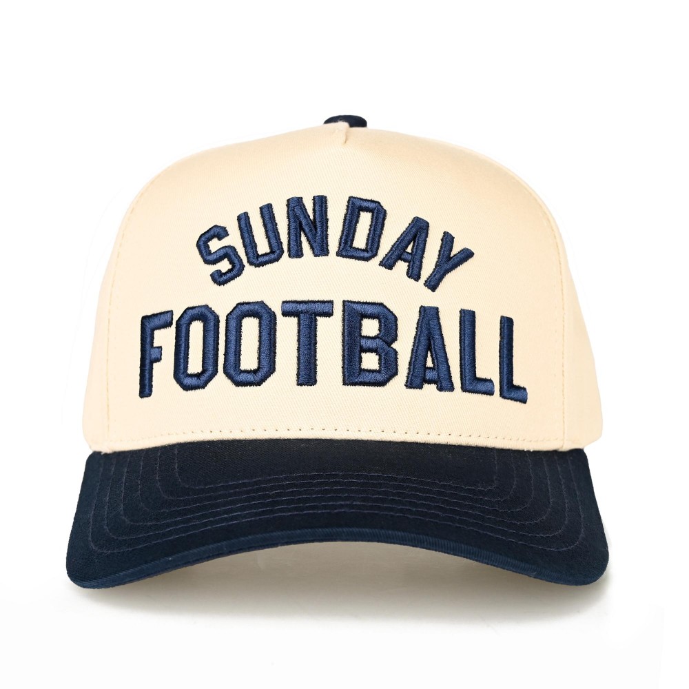 C.C TCM0013 Two Tone "SUNDAY FOOTBALL" Canvas Embroidered Baseball Cap - Snap Back Closure - One Size Fits Most - 100% Cotton view 2