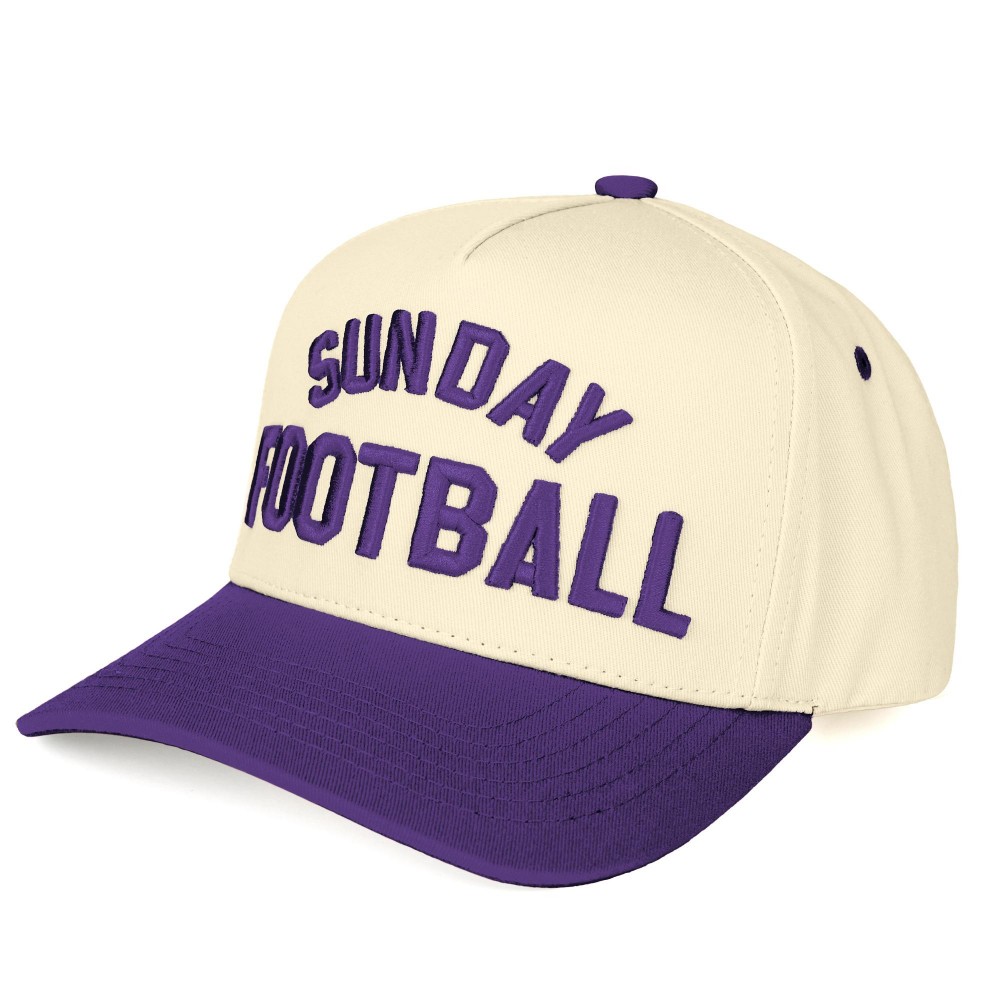 C.C TCM0013 Two Tone "SUNDAY FOOTBALL" Canvas Embroidered Baseball Cap - Snap Back Closure - One Size Fits Most - 100% Cotton view 2