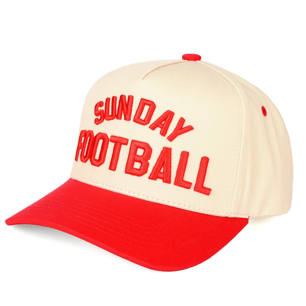C.C TCM0013 Two Tone "SUNDAY FOOTBALL" Canvas Embroidered Baseball Cap - Snap Back Closure - One Size Fits Most - 100% Cotton view 6