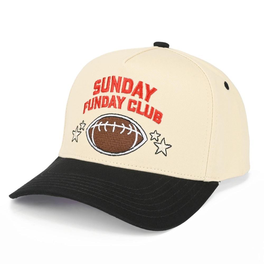 TCM0186 "SUNDAY FUNDAY CLUB" Embroidered Two Tone Football Cap - One Size Fits Most - Snap Back Closure - 100% Cotton view 4