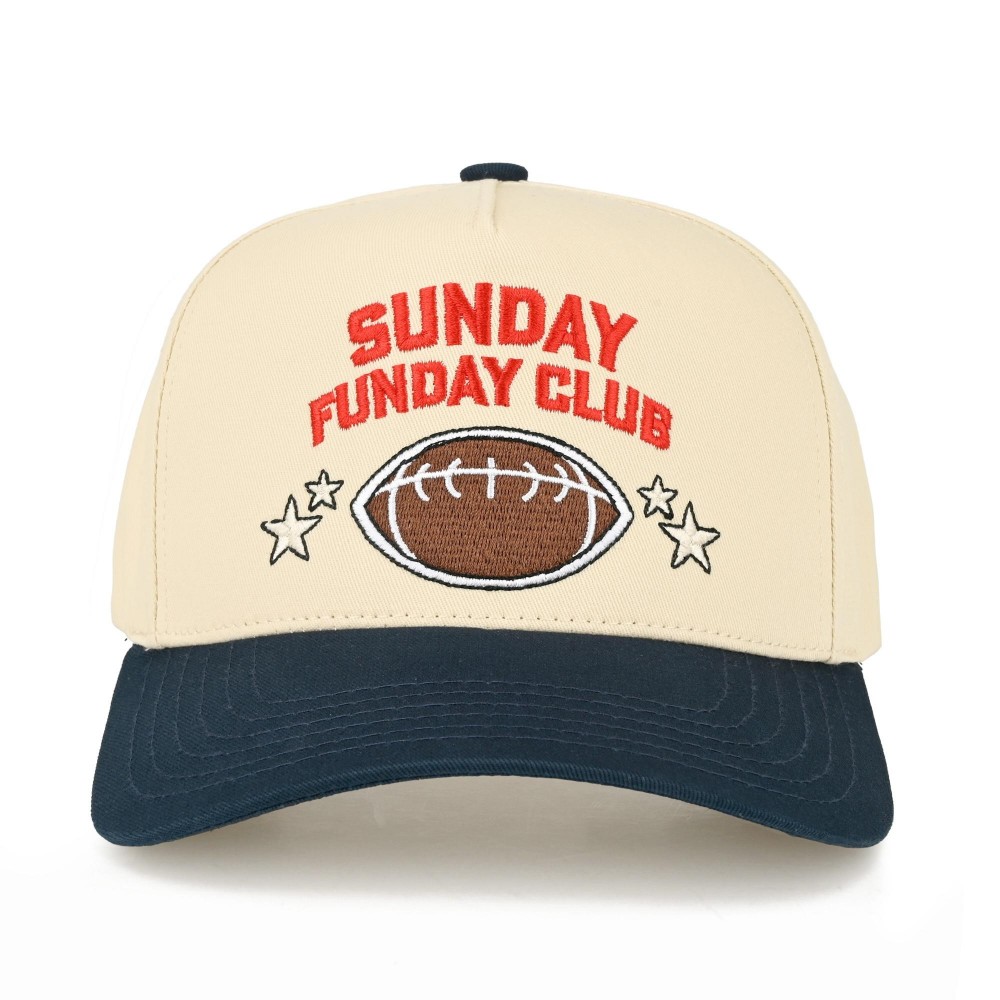 TCM0186 "SUNDAY FUNDAY CLUB" Embroidered Two Tone Football Cap - One Size Fits Most - Snap Back Closure - 100% Cotton view 2