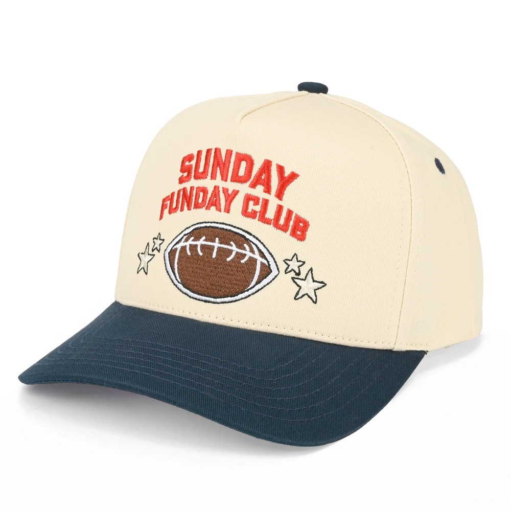 TCM0186 "SUNDAY FUNDAY CLUB" Embroidered Two Tone Football Cap - One Size Fits Most - Snap Back Closure - 100% Cotton view 4