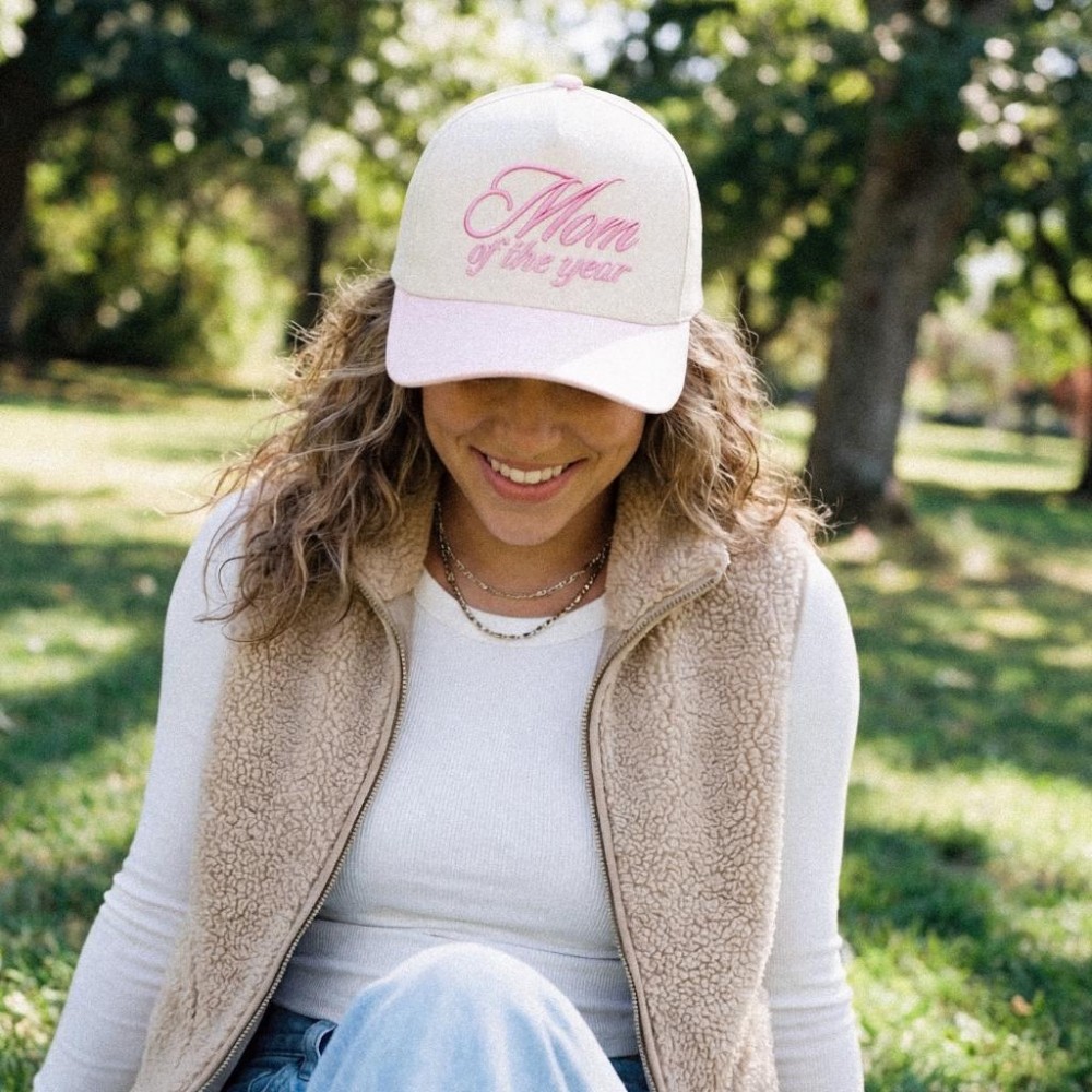TCM0019REDNAVY "Mom of the year" Embroidered Two Tone Baseball Cap - One Size Fits Most - Snap Back Closure - 100% Cotton view 2