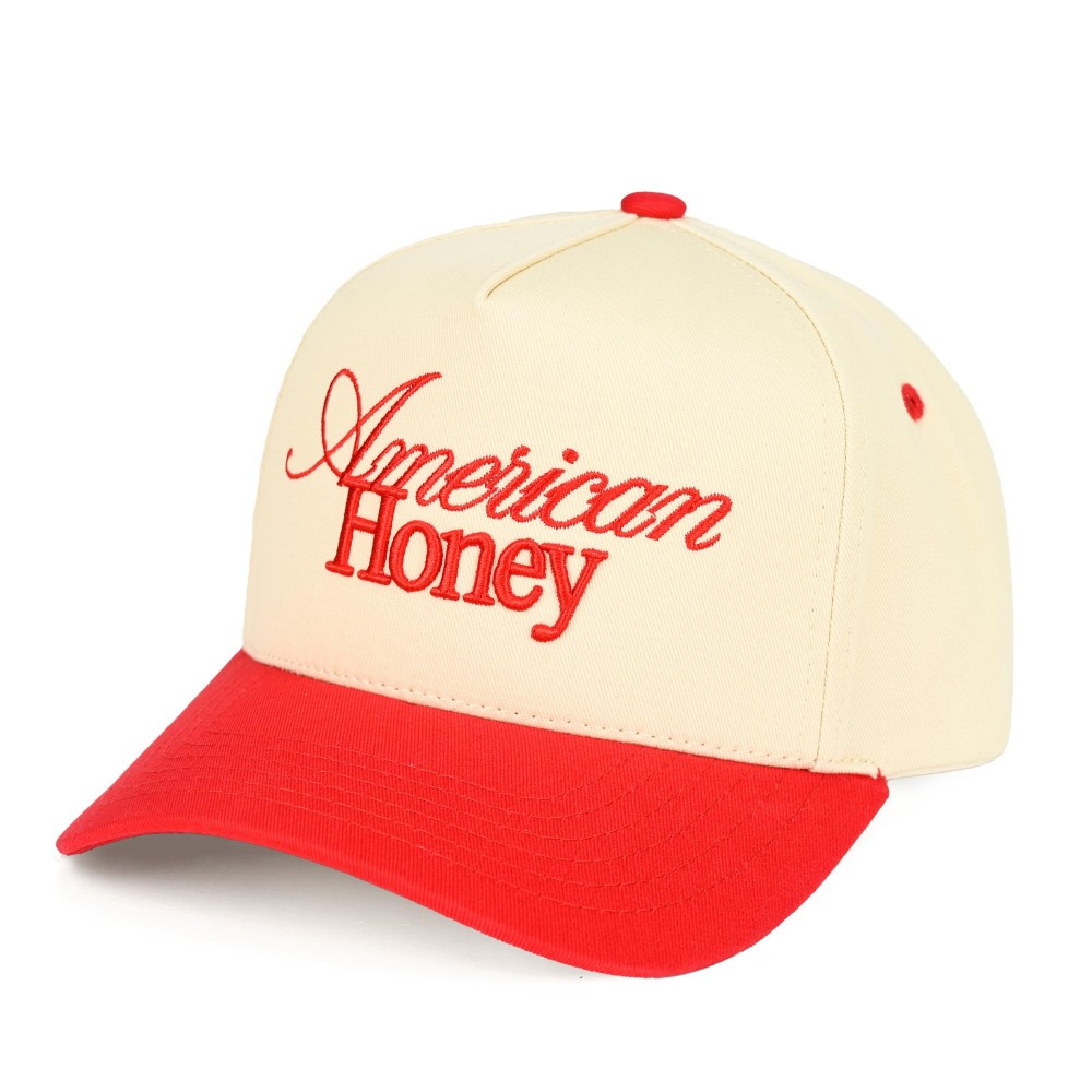 TCM0019RED "American Honey" Embroidered Two Tone Baseball Cap - One Size Fits Most - Snap Back Closure - 100% Cotton view 4