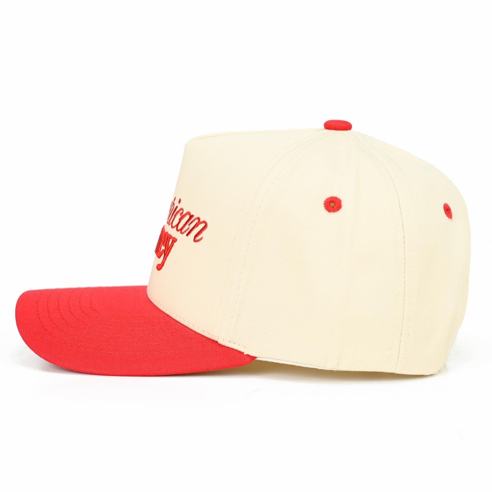 TCM0019RED "American Honey" Embroidered Two Tone Baseball Cap - One Size Fits Most - Snap Back Closure - 100% Cotton view 6