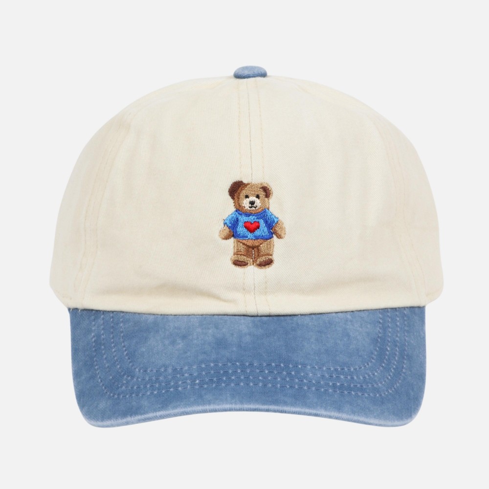 Teddy Bear In Heart Shirt Embroidered Two Tone Baseball Cap - One Size Fits Most - Slide Buckle Adjustment - 100% Cotton view 2