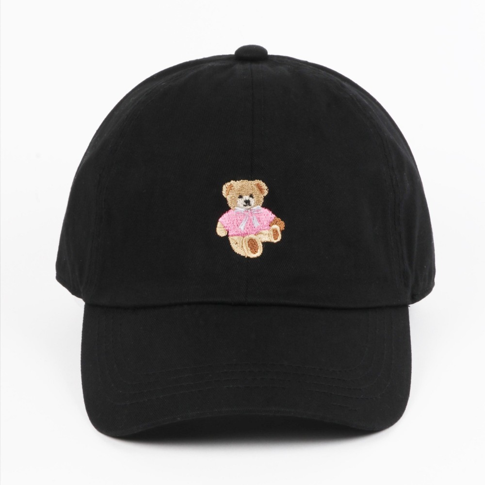 Teddy Bear In Bow Sweater Embroidered Baseball Cap - One Size Fits Most - Slide Buckle Adjustment - 100% Cotton view 2