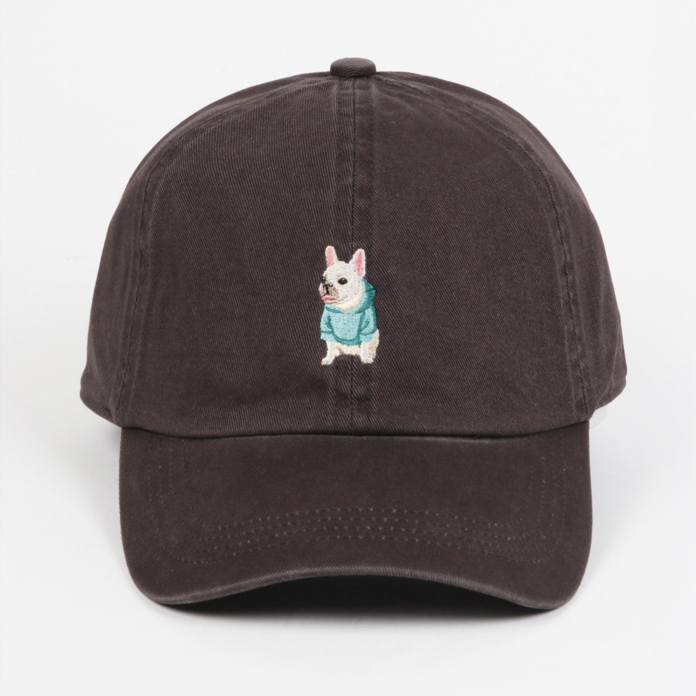 French Bulldog In A Hoodie Embroidered Baseball Cap - One Size Fits Most - Slide Buckle Adjustment - 100% Cotton view 2