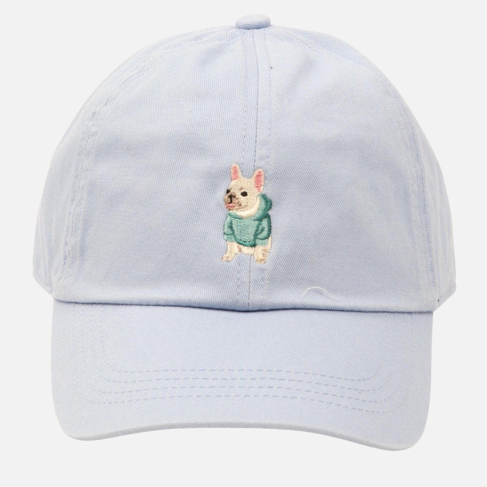 French Bulldog In A Hoodie Embroidered Baseball Cap - One Size Fits Most - Slide Buckle Adjustment - 100% Cotton view 2