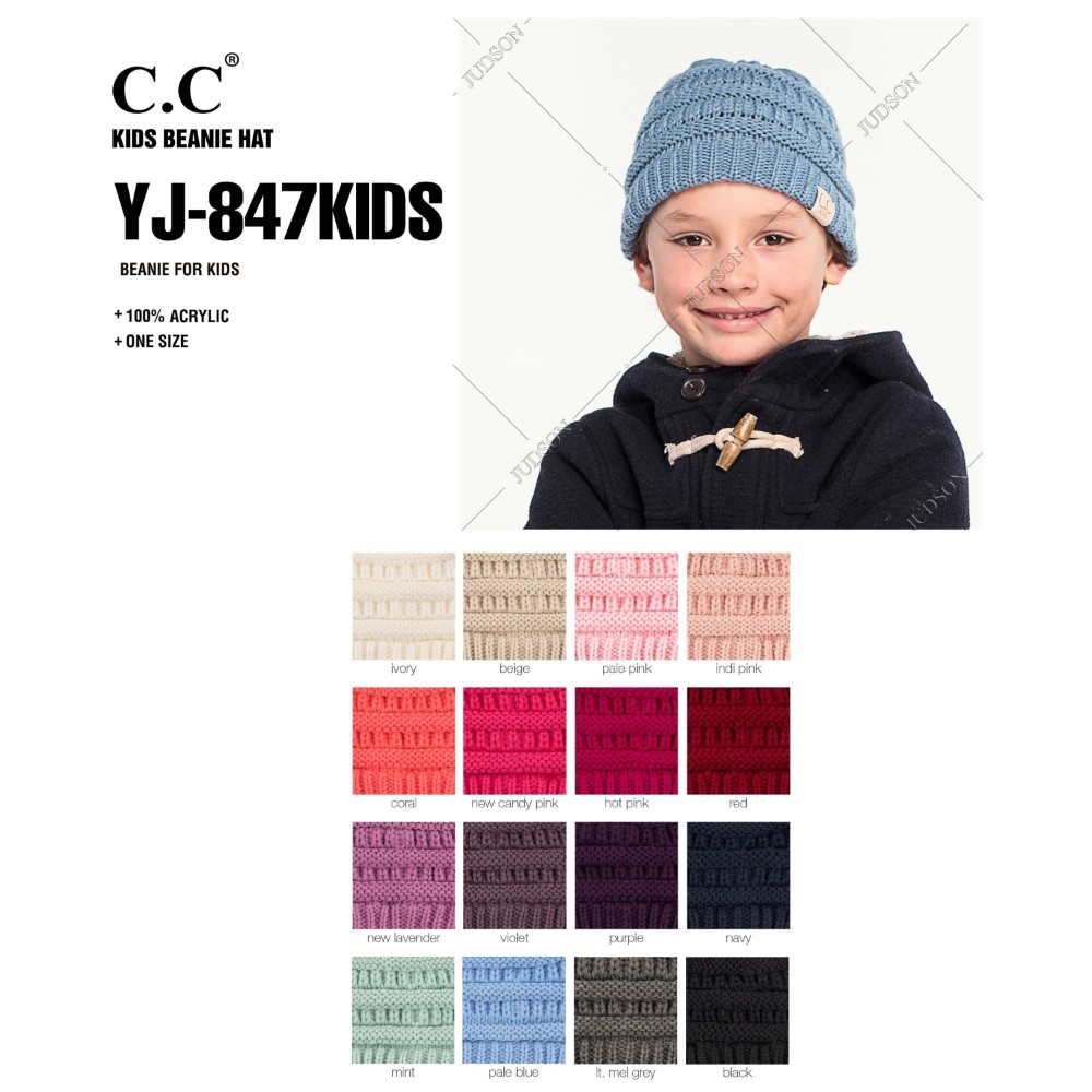C.C YJ-847KIDS Kids Solid Knit Beanie - One size fits most Kids - 100% Acrylic view 4