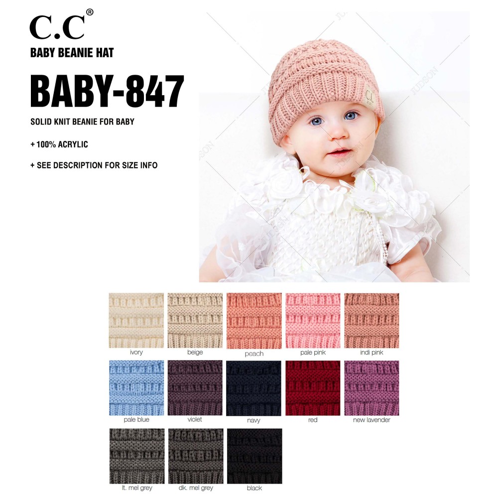 C.C Baby-847 Baby Solid Knit Beanie - 100% Acrylic - One size fits most Babies view 4