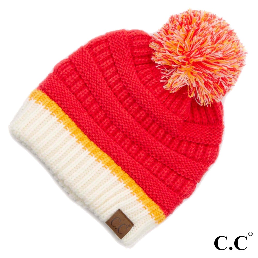 C.C HAT-1429 Game Day Knit Pom Beanie - One size fits most - 100% Acrylic view 2