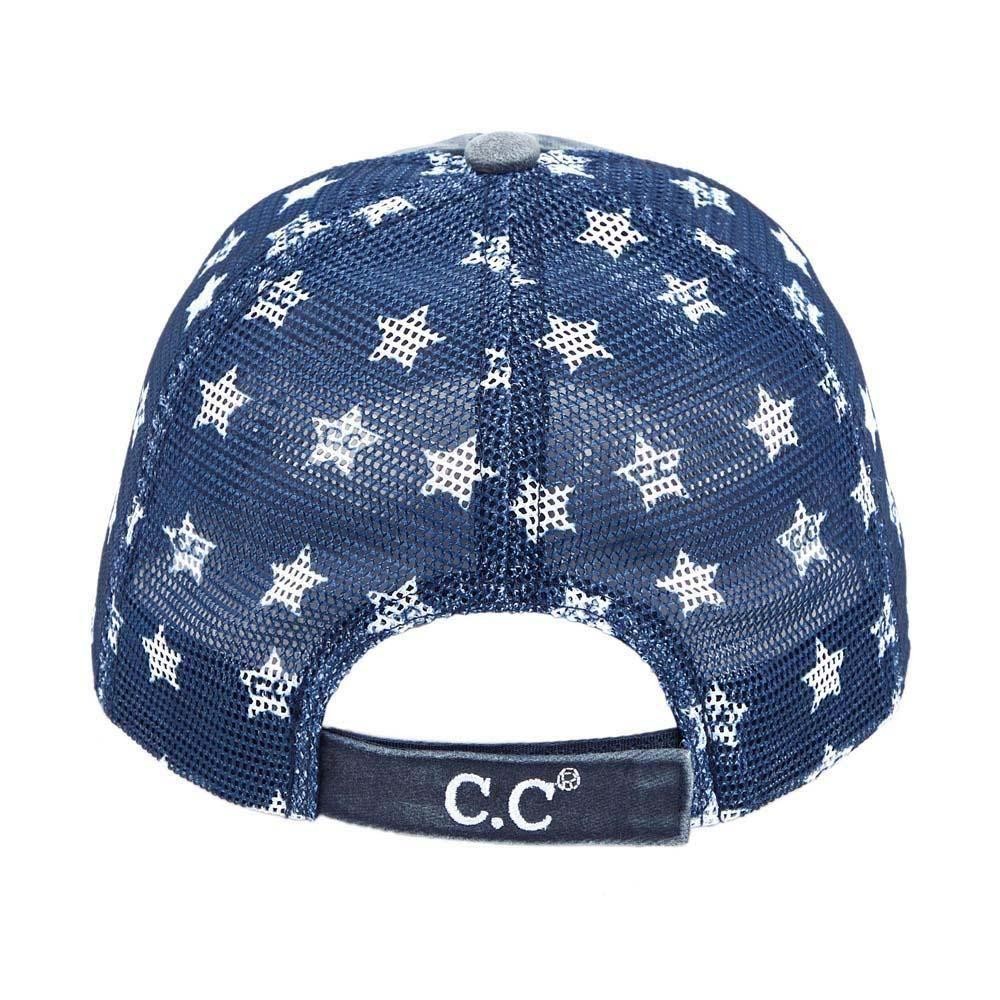 C.C BA-920-FLAG American Flag Vintage Baseball Cap with Mesh Back and Star Details - One size fits most - Adjustable Velcro Closure - 60% Cotton / 40% Polyester view 4