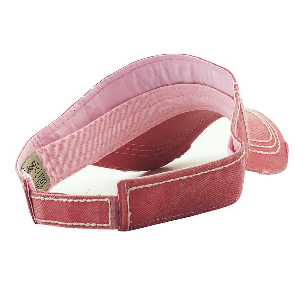 Farm Girl Tractor Embroidered Distressed Sun Visor. - One size fits most - Adjustable Velcro Closure - 100% Cotton view 4