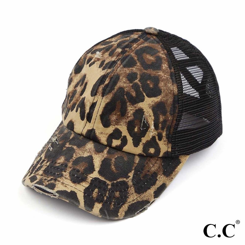 C.C BT-780 Distressed Criss-Cross Pony Cap - One Size Fits Most - Criss-Cross Pony Tail Opening - Adjustable Velcro Closure - 60% Cotton 40% Polyester view 2