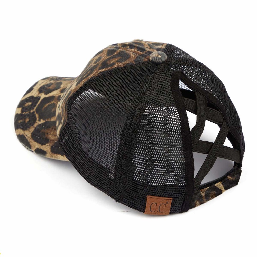 C.C BT-780 Distressed Criss-Cross Pony Cap - One Size Fits Most - Criss-Cross Pony Tail Opening - Adjustable Velcro Closure - 60% Cotton 40% Polyester view 4
