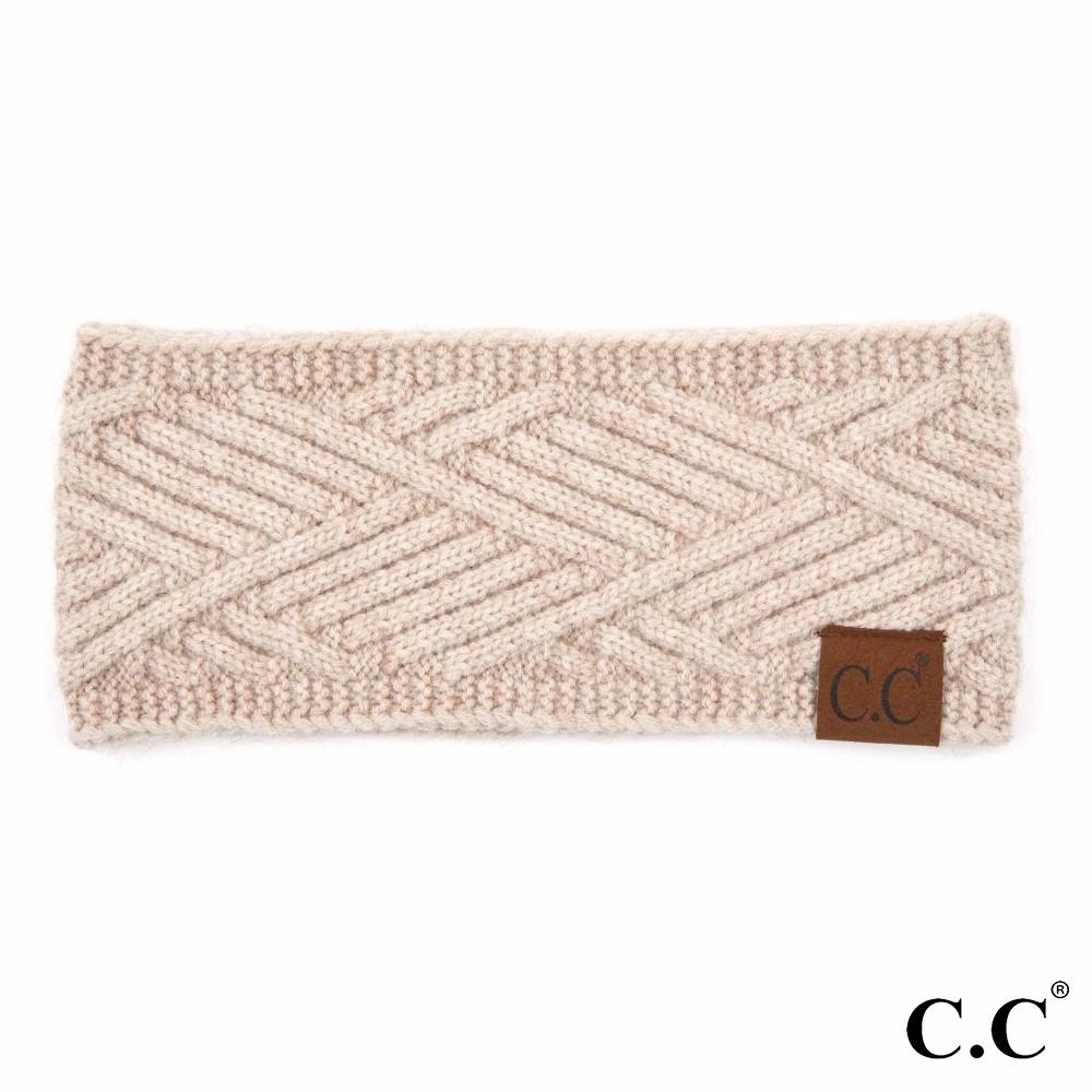 C.C HW-2060 Diagonal Stripe Criss-Cross Knit Pattern Head Wrap. - One size fits most - 47% Rayon / 31% PBT / 22% Nylon view 2