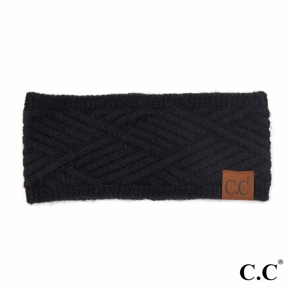 C.C HW-2060 Diagonal Stripe Criss-Cross Knit Pattern Head Wrap. - One size fits most - 47% Rayon / 31% PBT / 22% Nylon view 2