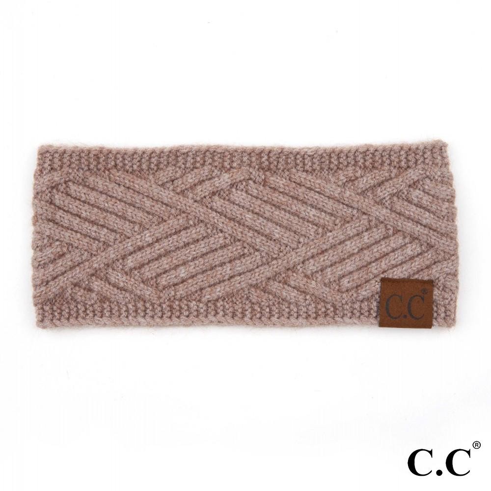 C.C HW-2060 Diagonal Stripe Criss-Cross Knit Pattern Head Wrap. - One size fits most - 47% Rayon / 31% PBT / 22% Nylon view 2