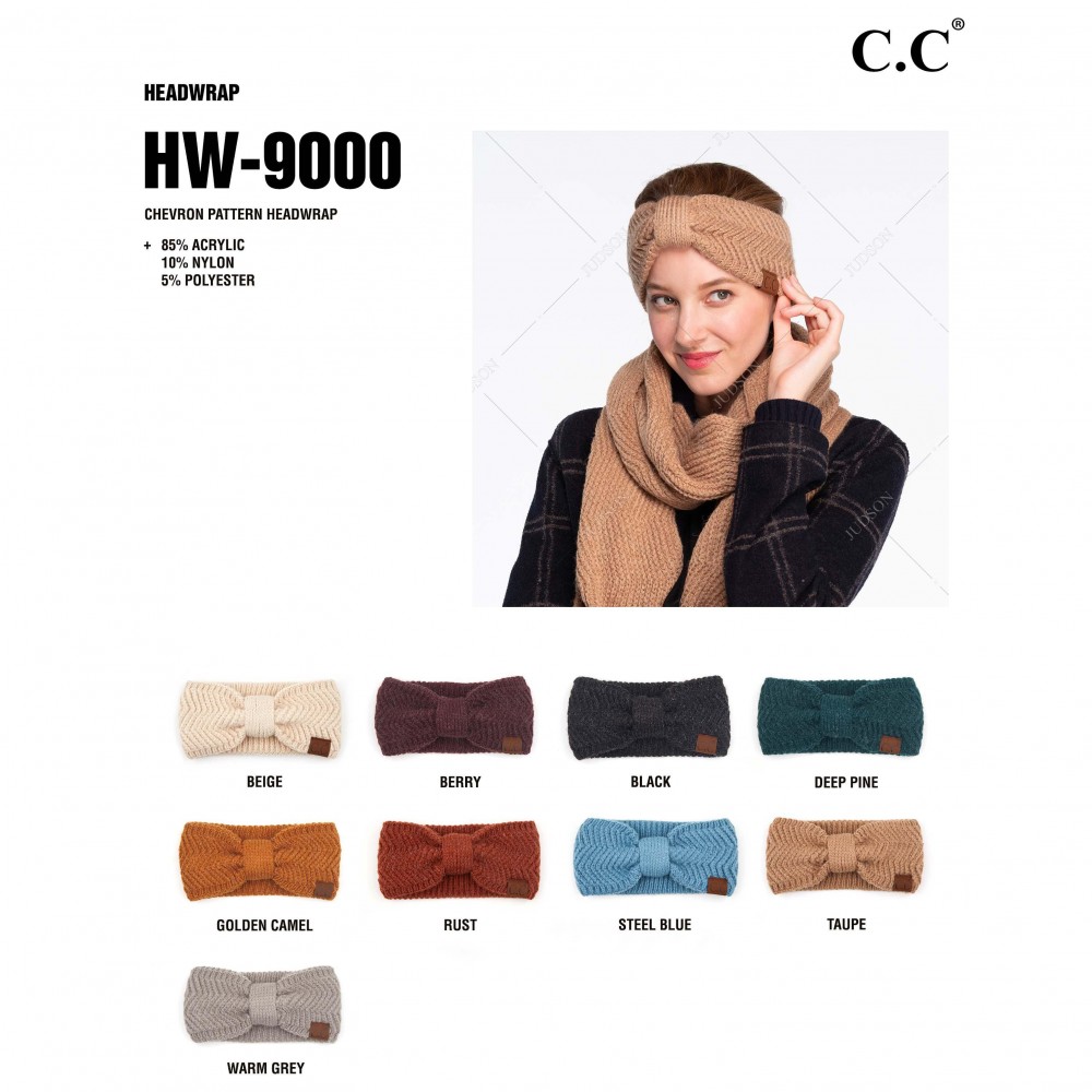 C.C HW-9000 Chevron Knit Pattern Head Wrap. - One size fits most - 85% Acrylic / 10% Nylon / 5% Polyester view 4