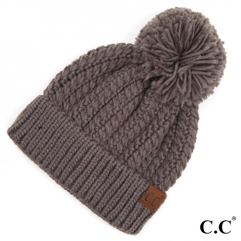 C.C HAT-2054 Twisted Mock Cable Knit Pom Beanie. - One size fits most - 100% Acrylic view 2
