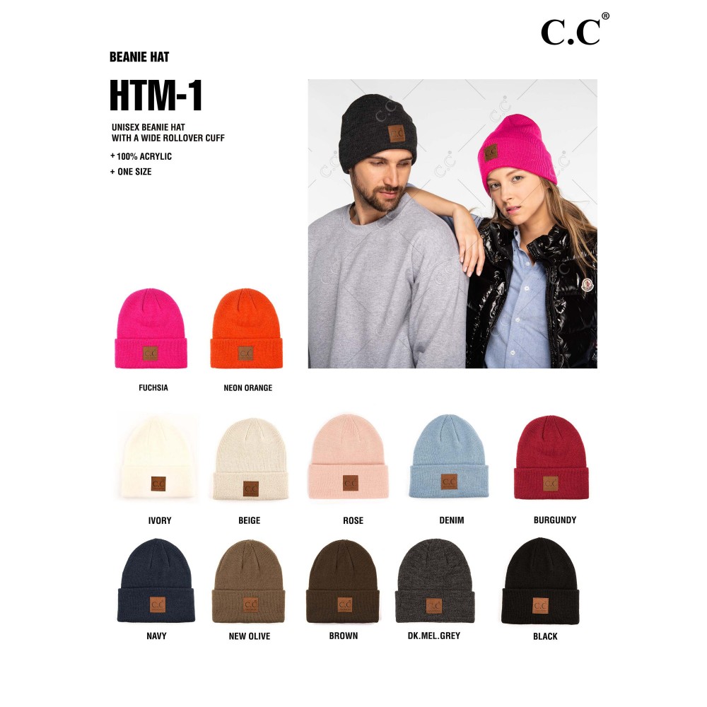 C.C HTM-1 Classic Beanie With Big Brown C.C Logo - One Size Fits Most - 100% Acrylic view 4