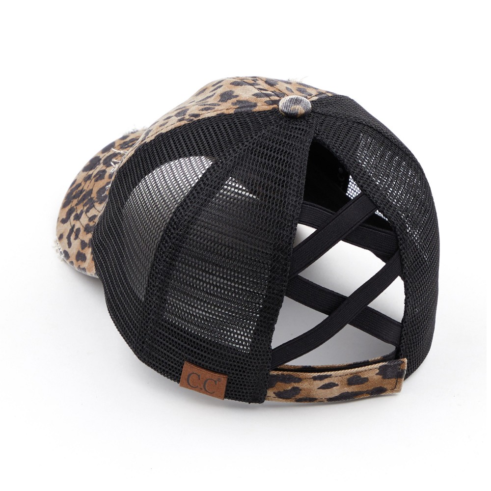 C.C BT-780 Distressed Criss-Cross Pony Cap - One Size Fits Most - Criss-Cross Pony Tail Opening - Adjustable Velcro Closure - 60% Cotton 40% Polyester view 4