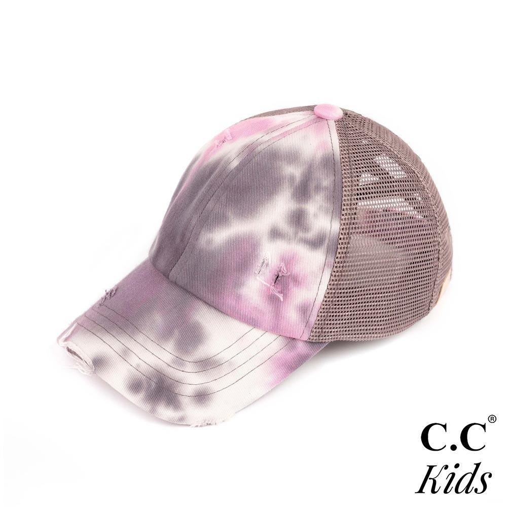 C.C. KIDS-BT-791 Kids Tie-Dye Criss Cross Pony Cap. - One size fits most kids 5-11 - 100% Cotton view 2