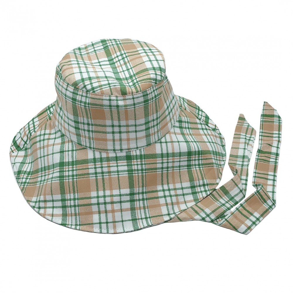 Plaid Bucket Hat Featuring Chin Tie. - 100% Cotton - One Size Fits Most view 2