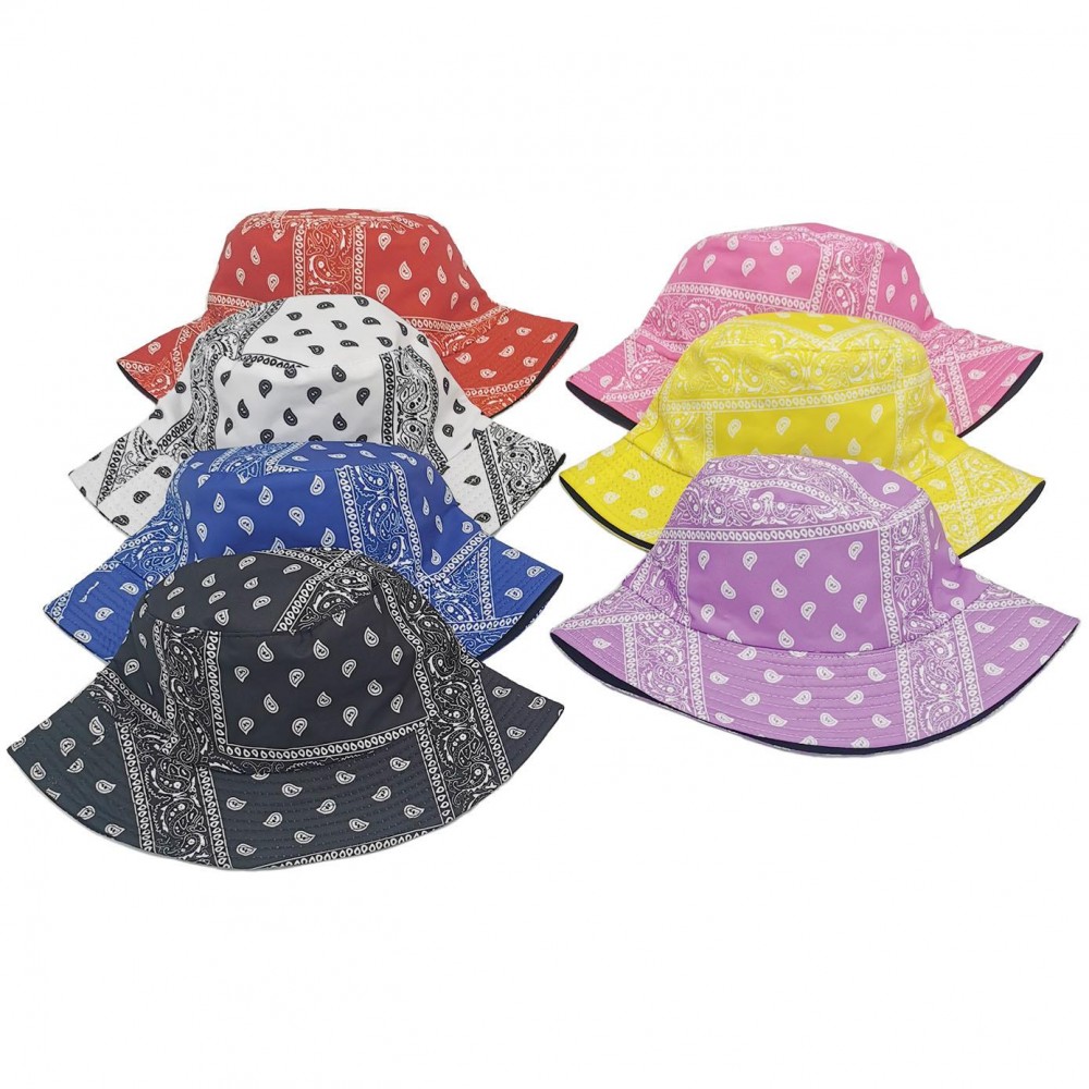 Bandana Print Bucket Hat. - 100% Polyester - One Size Fits Most - Brim is Approximately 2.5" view 4