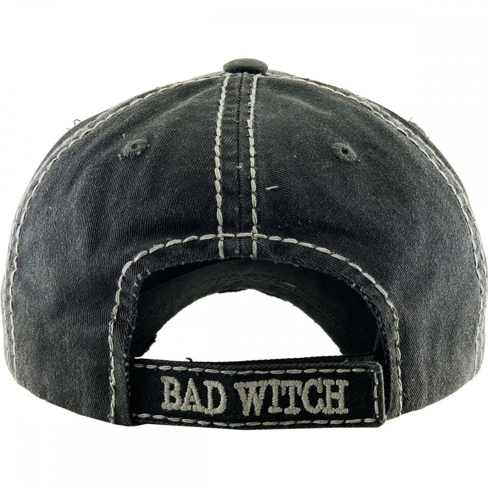 Vintage Distressed Halloween Baseball Cap Featuring Bad Witch Embroidered Detail. - One Size Fits Most - Adjustable Velcro Closure - 100% Cotton view 6