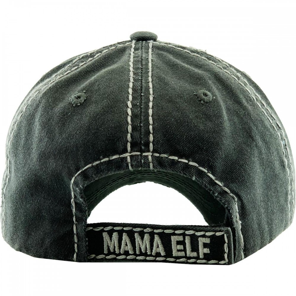 Mama Elf Vintage Distressed Baseball Cap - One size fits most - Adjustable Velcro Closure - 100% Cotton view 6