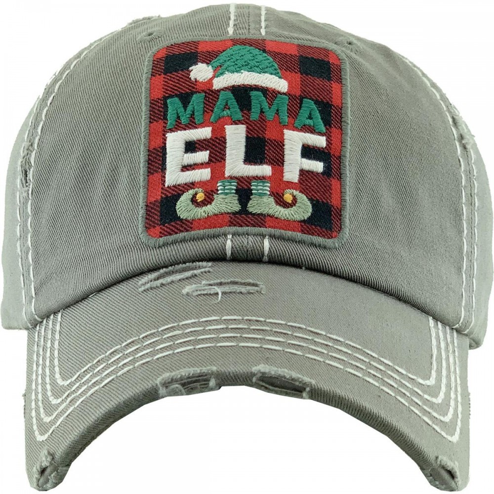 Mama Elf Vintage Distressed Baseball Cap - One size fits most - Adjustable Velcro Closure - 100% Cotton view 2
